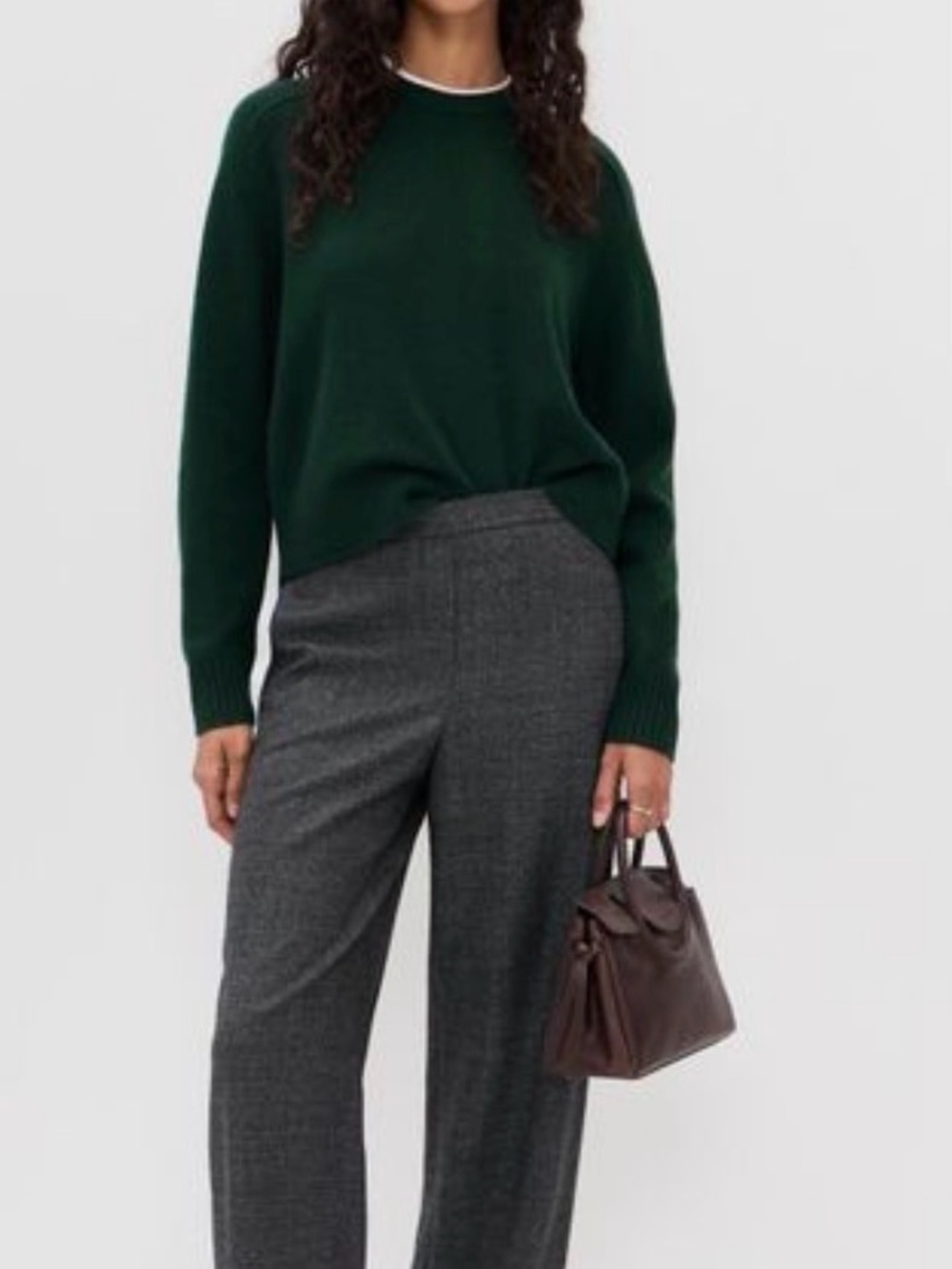 Theory Women's Green Cropped Crewneck Cashmere Sweater Sz M